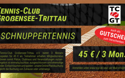 Schnuppertennis – 3 Monate für 45€